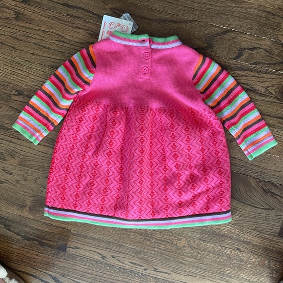 Hanna Andersson Cheerful Stripe Embroidered Knit Dress 70, 6-12 months - Picture 4 of 6